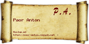 Paor Anton névjegykártya